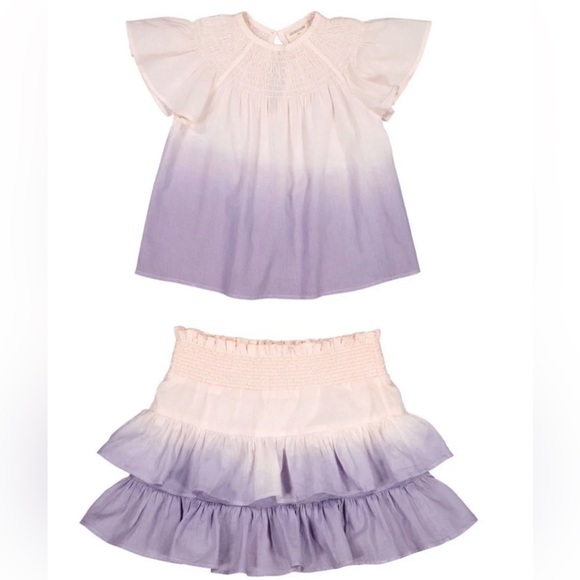 Louise Louise Paris DIP DYE TUNIC TOP AND RUFFLE SKIRT - 6 / PURPLE - Picture 1 of 1